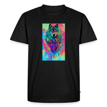 Loup | Prédateur | Chien | Mystique - T-shirt Premium bio Homme - noir - Devant - Nico (187cm)
