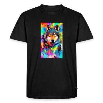 Loup | Prédateur | Chien | Mystique - T-shirt Premium bio Homme - noir - Devant - Nico (187cm)