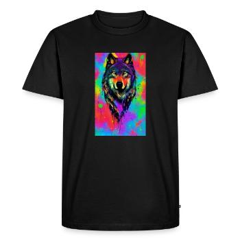 Loup | Prédateur | Chien | Mystique - T-shirt Premium bio Homme - noir - Devant - Nico (187cm)