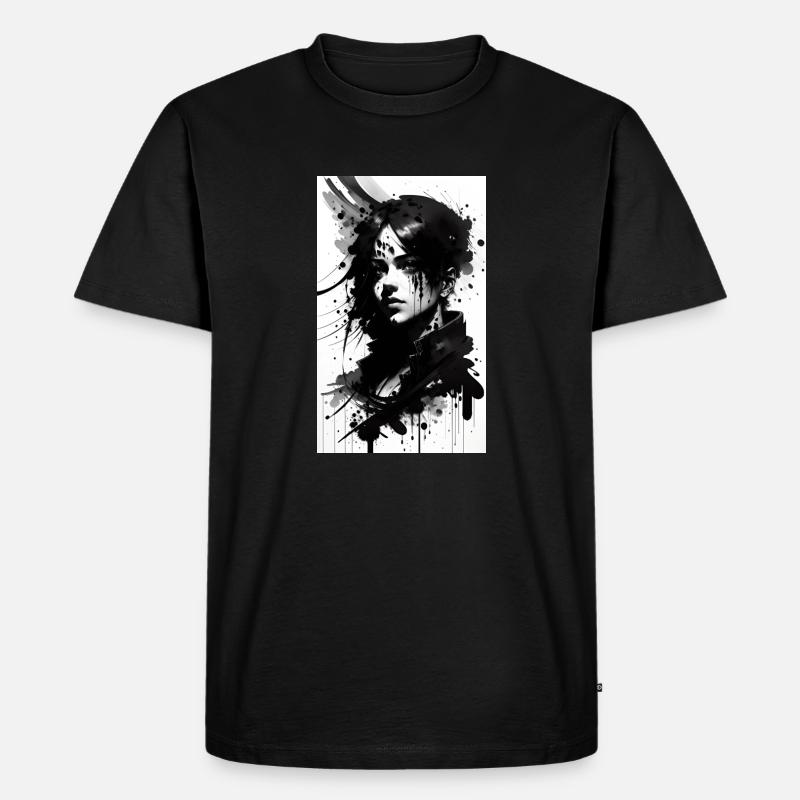 Frau | Gesicht | Mädchen | Anime - Männer Premium Bio T-Shirt - Schwarz
