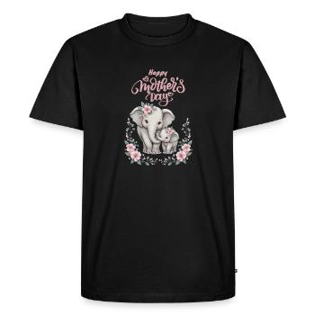 Amour de la mère éléphant & veau Couronne florale - T-shirt Premium bio Homme - noir - Devant - Nico (187cm)