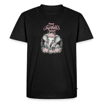Amour de la mère éléphant & veau Couronne florale - T-shirt Premium bio Homme - noir - Devant - Nico (187cm)