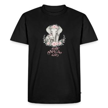 Meilleure maman de tous les temps éléphant Couronne florale maternité - T-shirt Premium bio Homme - noir - Devant - Nico (187cm)