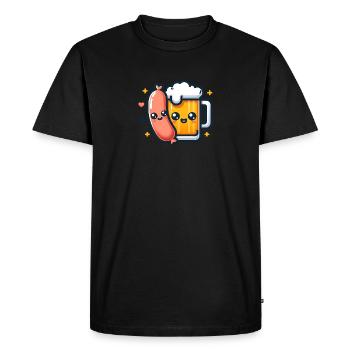 La bière et la saucisse vont de pair - T-shirt Premium bio Homme - noir - Devant - Nico (187cm)