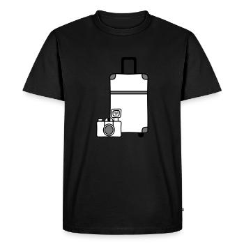 Caméra valise voyage amour - T-shirt Premium bio Homme - noir - Devant - Nico (187cm)