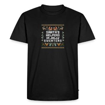 Christmas Santa's Here Jolly Elf Oh Oh Oh - Men's Premium Organic T-Shirt - black - Front - Nico (187cm)