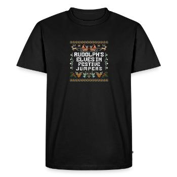 Christmas Santa's Here Jolly Elf Oh Oh Oh - Men's Premium Organic T-Shirt - black - Front - Nico (187cm)