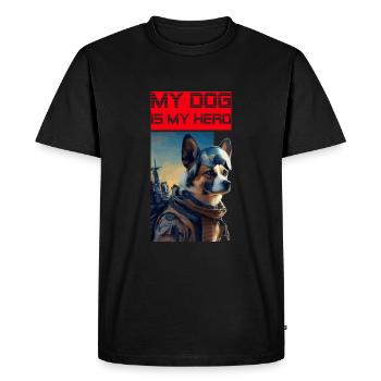 Mon chien est mon héros en tant que protecteur et ami - T-shirt Premium bio Homme - noir - Devant - Nico (187cm)