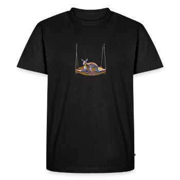 Kangourou assis dans le hamac - T-shirt Premium bio Homme - noir - Devant - Nico (187cm)
