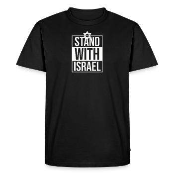 Stand With Israel / Solidarité avec Israël - T-shirt Premium bio Homme - noir - Devant - Nico (187cm)