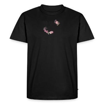 Floral bible verse be still and know that i am God - Men's Premium Organic T-Shirt - black - Front - Nico (187cm)