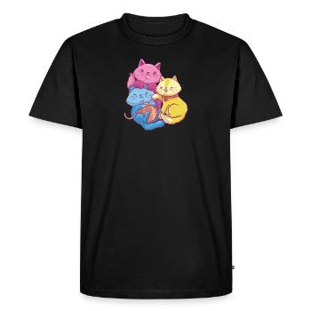 Pansexual Kawaii Cat, Anime Art Pan Pride - Men's Premium Organic T-Shirt - black - Front - Nico (187cm)