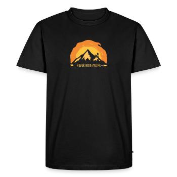Never Hike Alone Dog Owner Dog Hiking T-Shirt - Men's Premium Organic T-Shirt - black - Front - Nico (187cm)