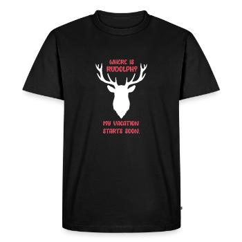Où est Rudolph? Mes vacances commencent bientôt. - T-shirt Premium bio Homme - noir - Devant - Nico (187cm)