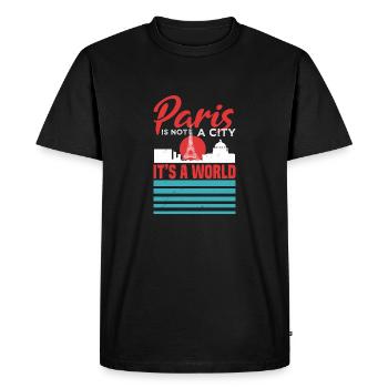 PARIS N’EST PAS UNE VILLE EST UN MONDE - T-shirt Premium bio Homme - noir - Devant - Nico (187cm)
