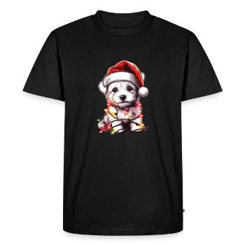 Adorable chien lumières de Noël chapeau de père Noël - T-shirt Premium bio Homme - noir - Devant - Nico (187cm)