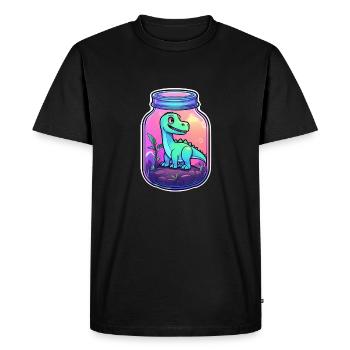dinosaure dans un pot dessin animé - T-shirt Premium bio Homme - noir - Devant - Nico (187cm)