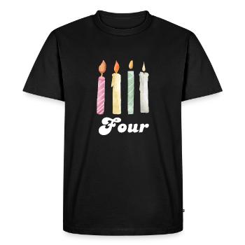 4e anniversaire bougie - T-shirt Premium bio Homme - noir - Devant - Nico (187cm)