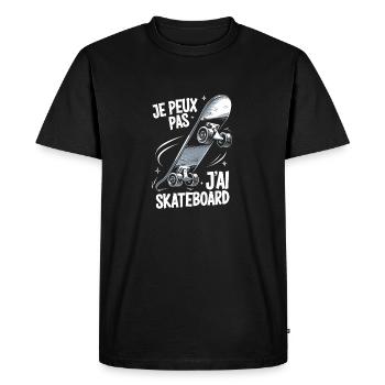 Je peux pas j'ai skateboard - T-shirt Premium bio Homme - noir - Devant - Nico (187cm)