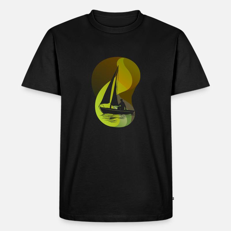 Segelboot Boote Segelboote - Männer Premium Bio T-Shirt - Schwarz