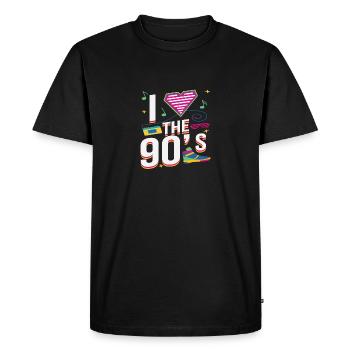 I Love 90s 90s Motto Party Outfit Gift - Men's Premium Organic T-Shirt - black - Front - Nico (187cm)