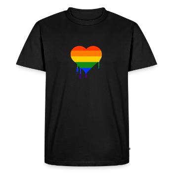 LGBT Heart Heart Gay Pride CSD Rainbow - Men's Premium Organic T-Shirt - black - Front - Nico (187cm)