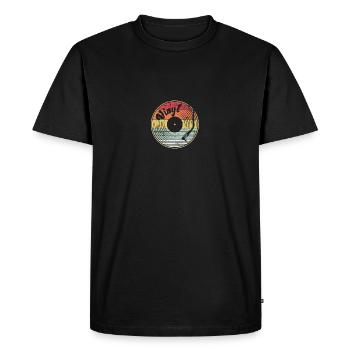 Disque Vinyle Audio Rétro Grunge - T-shirt Premium bio Homme - noir - Devant - Nico (187cm)