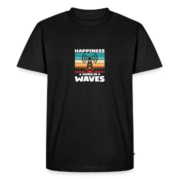 Le bonheur vient dans les ondes Radio amateur pour les opérateurs radio - T-shirt Premium bio Homme - noir - Devant - Nico (187cm)