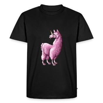 Pink llama llama unicorn illustration - Men's Premium Organic T-Shirt - black - Front - Nico (187cm)