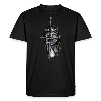 Cyborg with Sword - Men's Premium Organic T-Shirt - black - Front - Nico (187cm)