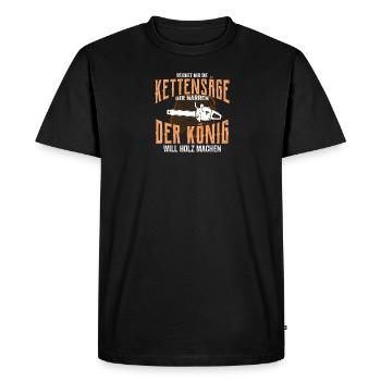 Donne-moi la tronçonneuse tu imbéciles le roi - T-shirt Premium bio Homme - noir - Devant - Nico (187cm)