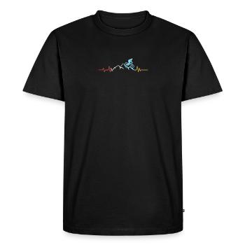Vintage Herzschlag Biker MTB Mountainbike Geschenk - Männer Premium Bio T-Shirt - Schwarz - Vorne - Nico (187cm)