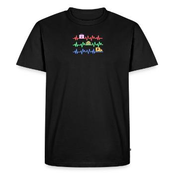 Rettungsdienst Notruf Sani Geschenk · Herzschlag - Männer Premium Bio T-Shirt - Schwarz - Vorne - Nico (187cm)