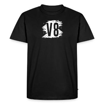 V8 Shirt · Car engine, workshop · Gift - Men's Premium Organic T-Shirt - black - Front - Nico (187cm)