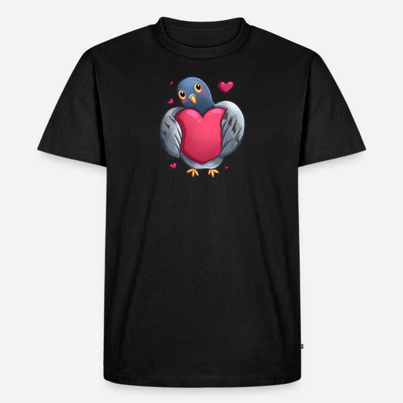 Taube mit Herz - Geschenk Idee - Männer Premium Bio T-Shirt - Schwarz