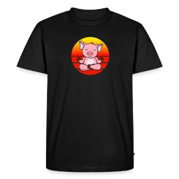 Yoga cochons, méditation yoga pour les enfants et - T-shirt Premium bio Homme - noir - Devant - Nico (187cm)