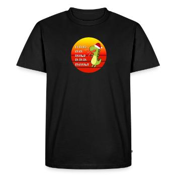 Dino avec casquette de Noël, Drôle de Noël en - T-shirt Premium bio Homme - noir - Devant - Nico (187cm)
