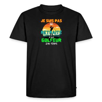 Cadeau Humour Golf Retraite Homme Golfeur - T-shirt Premium bio Homme - noir - Devant - Nico (187cm)