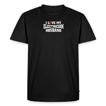 J’aime mon mari électricien - profession - T-shirt Premium bio Homme - noir - Devant - Nico (187cm)