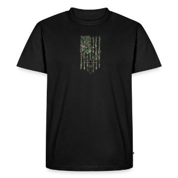 Silhouette d’un cerf avec camouflage américain - T-shirt Premium bio Homme - noir - Devant - Nico (187cm)