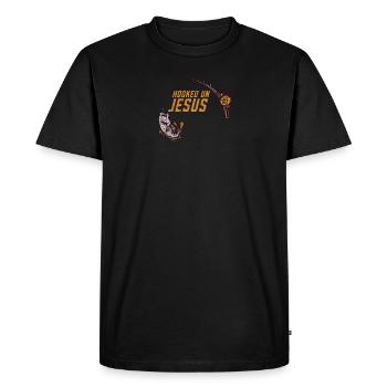 Hooked on Jesus - christian - Men's Premium Organic T-Shirt - black - Front - Nico (187cm)