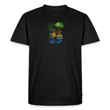 Plant some trees Save the bees Clean the seas - - Men's Premium Organic T-Shirt - black - Front - Nico (187cm)