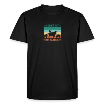 Je ne mange pas mes potes, Vegan, Végétarien, - T-shirt Premium bio Homme - noir - Devant - Nico (187cm)