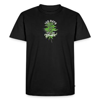120 jours encore pas de tomates - sans stress - T-shirt Premium bio Homme - noir - Devant - Nico (187cm)