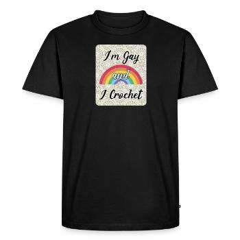 Je suis gay je crochet craft passionné cursif art - T-shirt Premium bio Homme - noir - Devant - Nico (187cm)