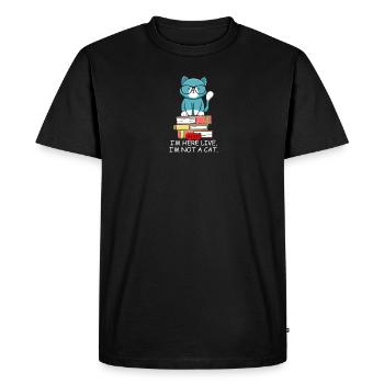 Je suis ici en direct Je ne suis pas un chat - avocat - T-shirt Premium bio Homme - noir - Devant - Nico (187cm)