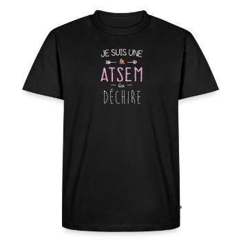 Je Suis Une ATSEM qui Déchire Idée cadeau Drôle - T-shirt Premium bio Homme - noir - Devant - Nico (187cm)
