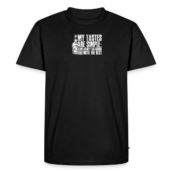 My tastes are simple: I am easily satisfied with - Men's Premium Organic T-Shirt - black - Front - Nico (187cm)