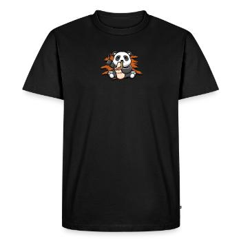 Panda mangeant des nouilles sur un bol - amateurs de nouilles - T-shirt Premium bio Homme - noir - Devant - Nico (187cm)