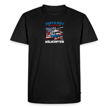 Juste un garçon qui aime les hélicoptères - aérodrome - T-shirt Premium bio Homme - noir - Devant - Nico (187cm)